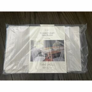 Table Runner 14x108 Off White Textured Woven Threshold NIP